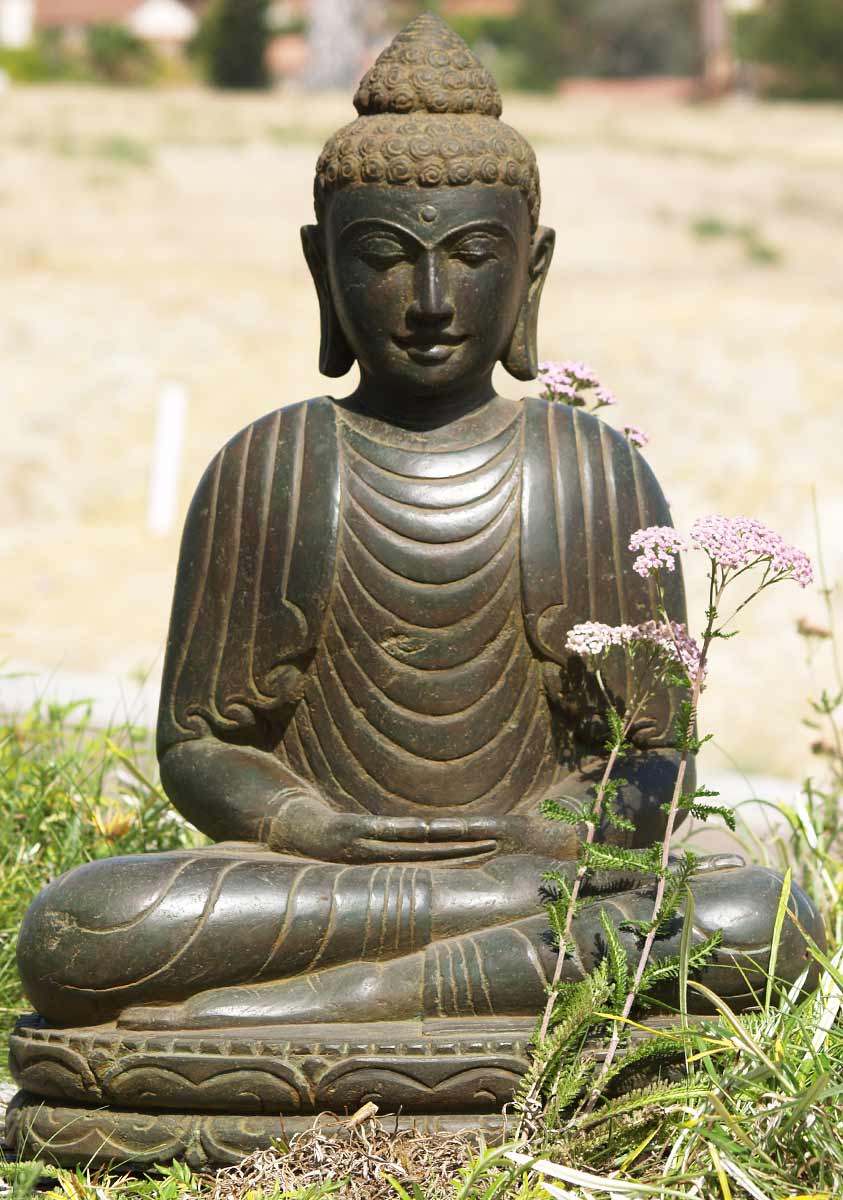 Stone Meditating Buddha Statue 28"